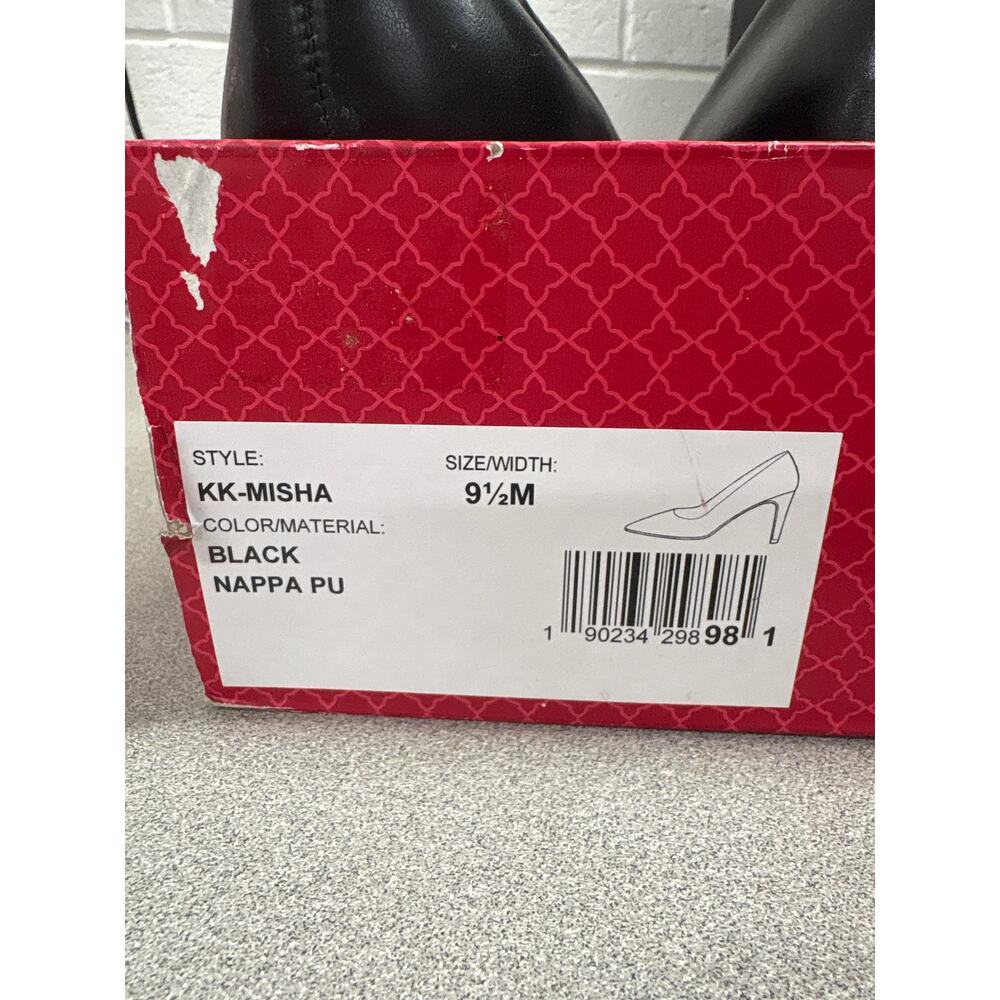 New Kelly & Katie 9.5 Misha Black Faux Leather Pointed Toe Slip On Heeled Pumps - Picture 6 of 6